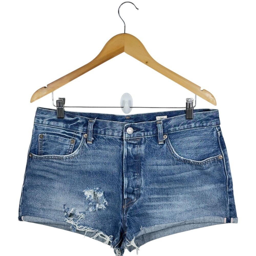 Levi's 501 White Oak Cone‎ Denim Shorts Distressed Women's Size W 32